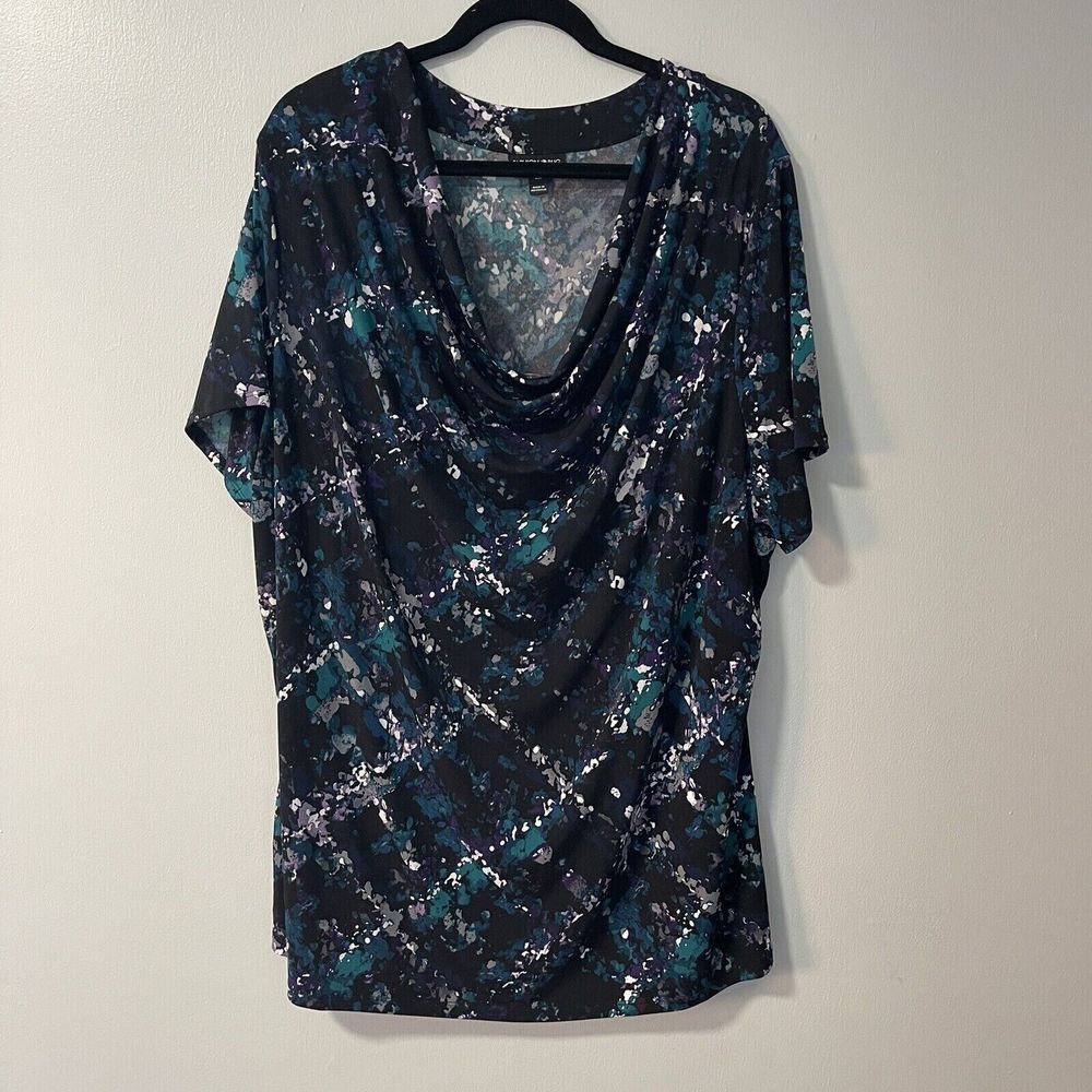 Fashion Bug 2XL Plus Waterfall Stretch Floral Short Sleeve Blouse